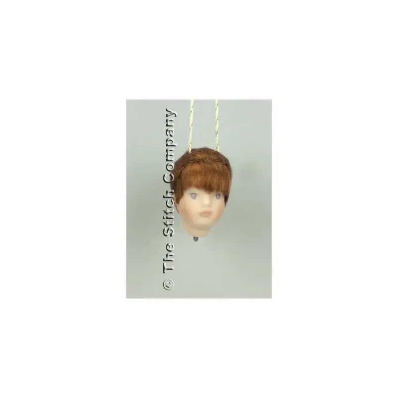 Handgemaakt porceleinen hoofdje klein, donker haar - Emie Bishop Exclusieve Aanbieding