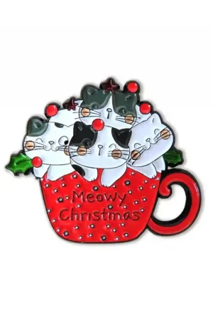 Express Levering Needle Minder Meowy Christmas - Leti Stitch