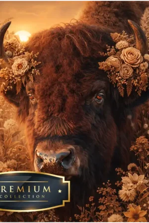 Koop Vandaag Hooglander in zonsondergang Premium DP Diamond Painting (60x60 en 59 kleuren)