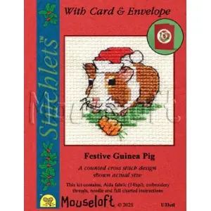 Mouseloft Festive Guinea Lig 014-U33 kerstkaartje borduren Must-Have