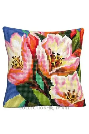 Lage Prijs Collection d'Art Colorful Floral Pattern 5514 kruissteekkussen pakket