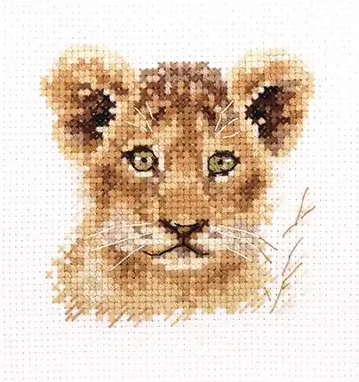 Premium Alisa Animal Portraits Lion Cub borduren (pakket) 0-194