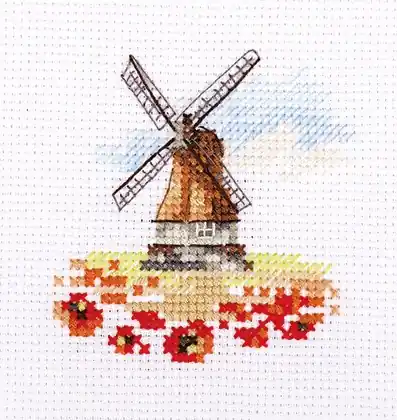 Alisa Windmill in a Poppy Field borduren (pakket) 0-197 Lage Kosten