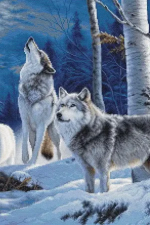 Luca-S The Howl of Wolves and the Winter Moon GOLD B727 borduren (pakket) Beperkt Aanbod