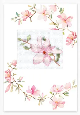 Luca-S Pink Flower wenskaart borduren SP-85 Korting