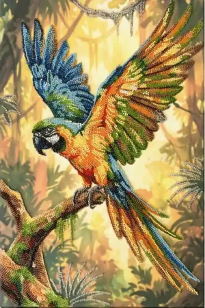 Voordeelprijs Abris Art Colorful Parrot AB-970 kralen borduren (pakket)