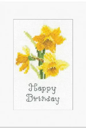 Merkproduct Heritage Crafts Greeting Card Daffodil 1958A borduren (pakket)
