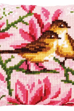 Vervaco Vogeltjes tussen magnolia Kruissteekkussen pakket PN-0191035 Veilige Betaling