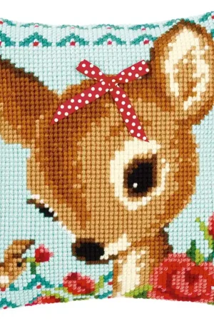 Premium Vervaco Bambi met strikje Kruissteekkussen pakket Kruissteekkussen pakket