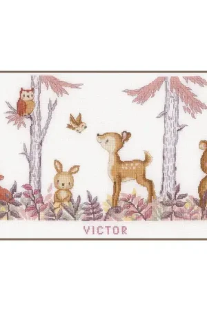 Vervaco Geboortebord In het bos borduren (pakket) PN-0201397 Gecertificeerd