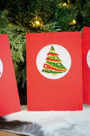 Vervaco Kerst set van 3 wenskaarten borduren PN-0145622 Merkproduct