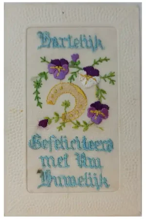 Zijdegeborduurde kaart Huwelijk (6) Lage Prijs