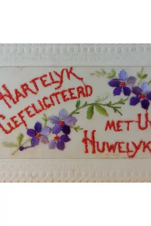 Aanbieding Zijdegeborduurde kaart Huwelijk (6)