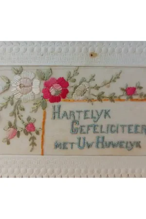 Finale Uitverkoop Zijdegeborduurde kaart Huwelijk (4)