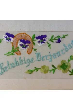 Zijdegeborduurde kaart Verjaardag (9) Hoge Kwaliteit