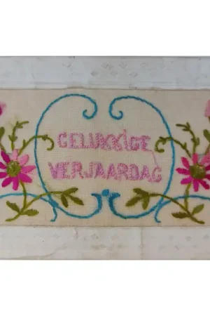 Zijdegeborduurde kaart Verjaardag (3) Meest Verkocht