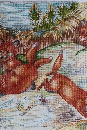 Lage Prijs Borduurwerk Spelende vosjes