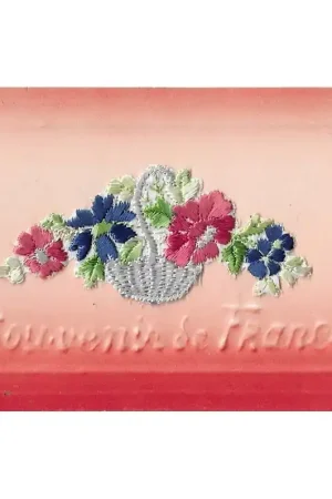 Uitverkoop Zijdegeborduurde kaart kleurverloop