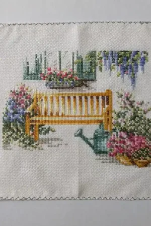 Nu Kopen Borduurwerkje tuinbank (1)